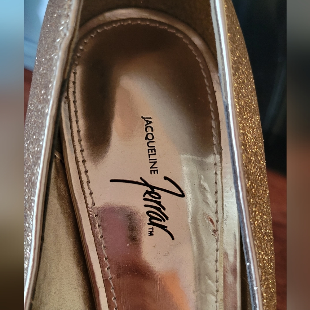 opened toe gold sparkly heels